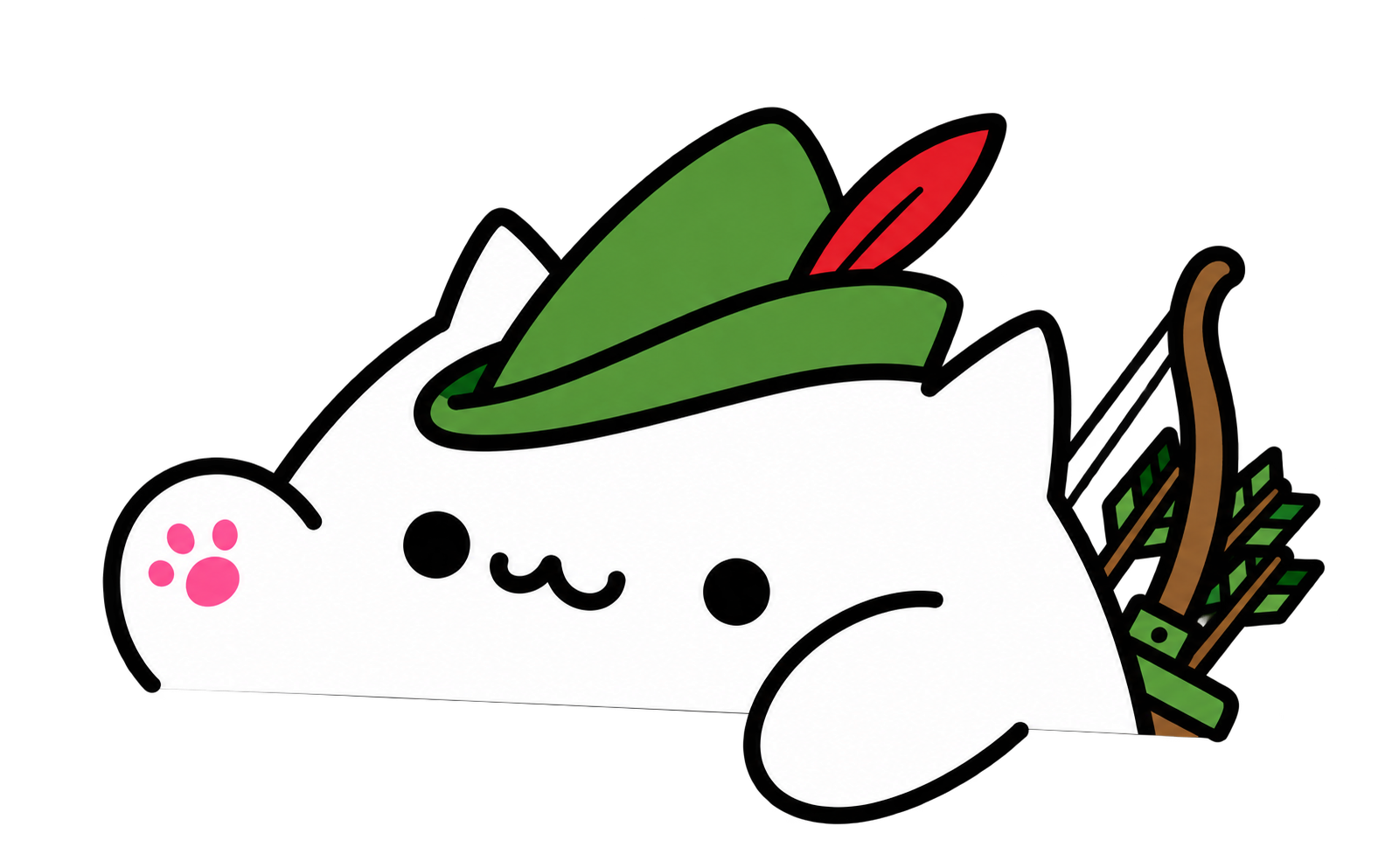 DevCat peeking into the terminal, wearing a green Robin Hood hat